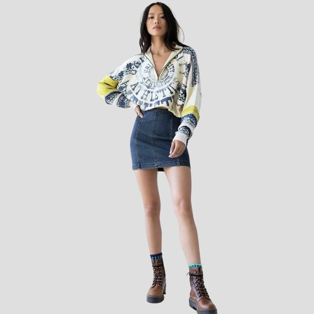 Free People Modern Femme Denim Stretch Mini Skirt, Size 4